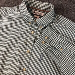 Columbia Mens Green Gingham Button Down Shirt Long Sleeve Casual Medium